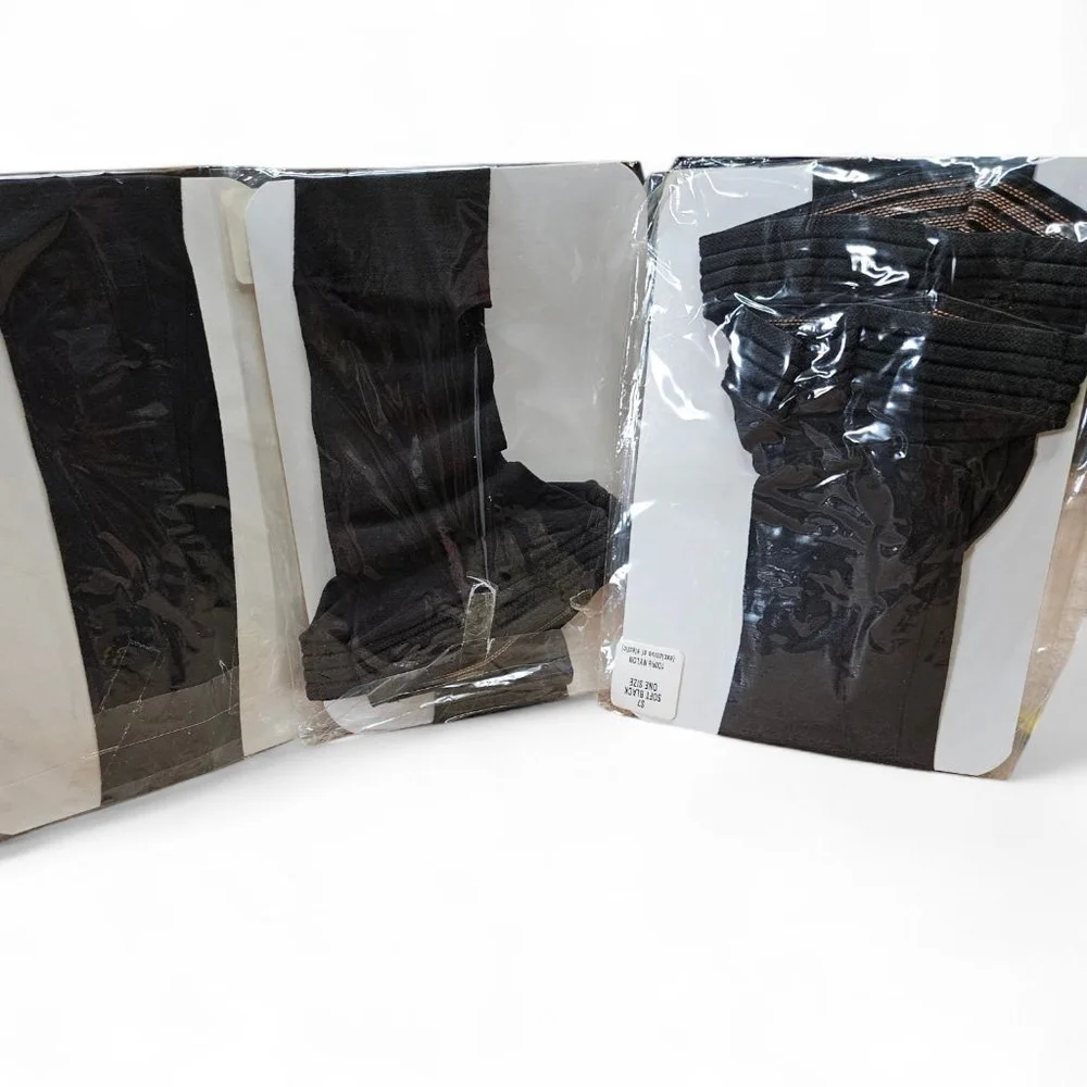 Nationals Guaranteed Hosiery 3 Pk One Size Soft Black Vintage Thigh Pantyhose